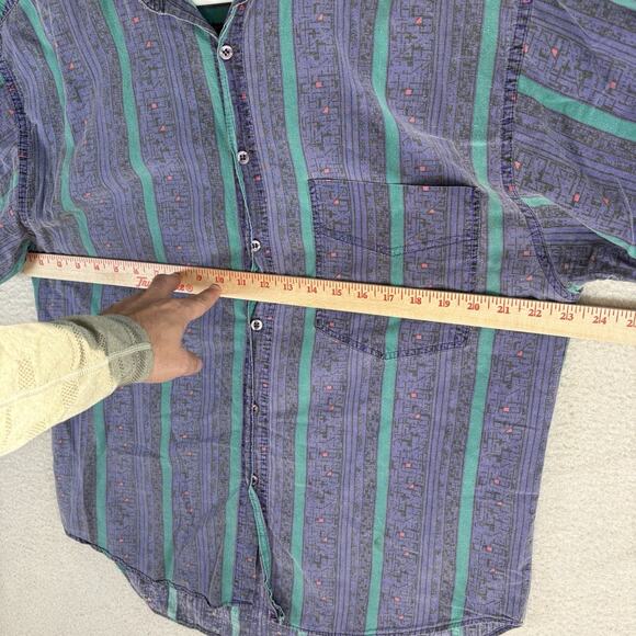 Vintage Todays News Shirt Mens Large Purple Beach Club Tribal Print 80s Retro - Picture 10 of 14